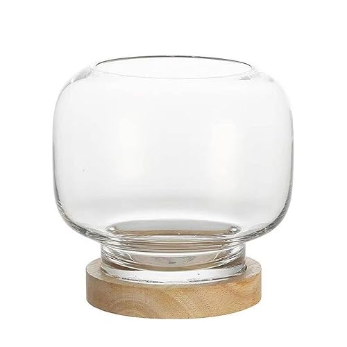 Pecera de Escritorio Tanque de Peces Tropical pequeño de Cristal Redondo Creativo, pecera Ornamental ecológica, Base de luz de Escritorio, Adornos para Tanque de rocalla Decoración Pecera
