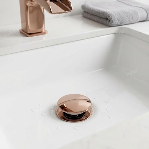 Image of InArt Pop-up Brass Basin Drainer /Waste Coupling /Waste Kit for Bathroom Wash Basin /Vessel Sink 5 Inch Brass Full Threaded Pop Up Waste Coupling 32 MM (Rose Gold Color)