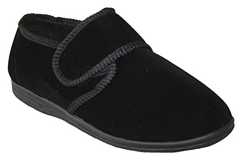 Footloose Men's Orthopedic Wide-Fit Shoe Slippers (Black Zac)