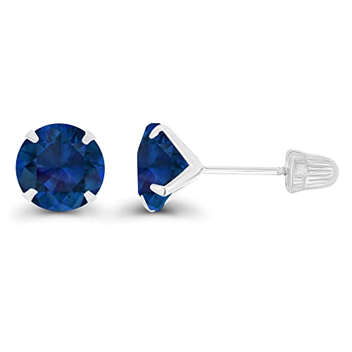 Solid 14k Gold Hypoallergenic 6mm Round Birthstone Solitaire Prong Set Screw Back Stud Earrings