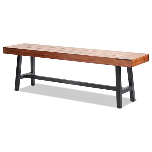 VEVOR Banc d'extérieur, 160 cm, Banquette de Jardin en Bois avec Pieds en métal pour l'extérieur, jusqu'à 226,8 kg de Charge, Banc de Salle à Manger, Banc...