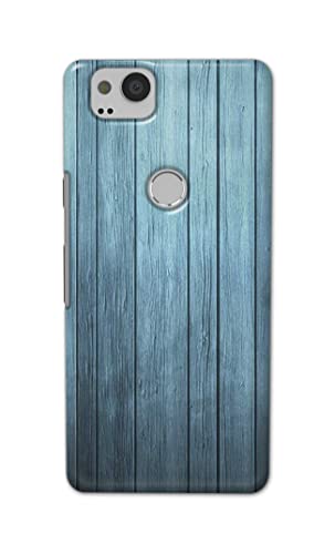 Image of Printed Hard Back Cover Case for Google Pixel 2 Back Cover (Wooden Blue) -702