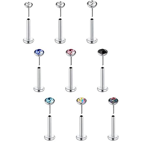 Zolure Nose Rings Studs for Women Surgical Steel Threadless Nose Stud 18G Silver Flat Back Nose Stud Nose Piercing Jewelry for Men 2.0/2.5/3.0mm Cover