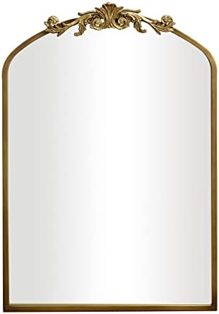 AIXI HOME Vintage Gold Arched Mirror 24"x36", Traditional Arendahl Antique Mirror with Ornate Metal Frame, Baroque Wall Mounted Mirrors for Entryway/Bathroom/Living Room/Hallway/Bedroom