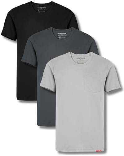 Image of Kingsted Pocket T-Shirts for Men - Super Soft & Comfy 100% Cotton Shirts | Short-Sleeve Crewneck Pocket Tee Shirts - Classic Regular Fit Work Shirt - Built to Last Midweight Cotton T-Shirts for Men