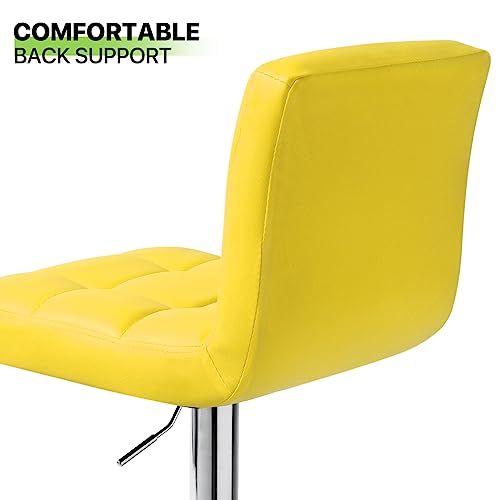 Magshion Bar Stools Set Of 2, Pu Leather Counter Height Barstools Armless Adjustable Swivel Bar Chairs With High Back For Home Kitchen Pub, Yellow #TOP4