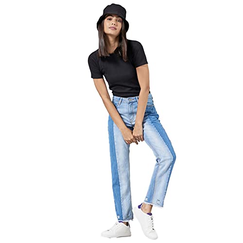 Image of Life by Shoppers Stop Regular Fit Regular Length Denim Womens Jeans