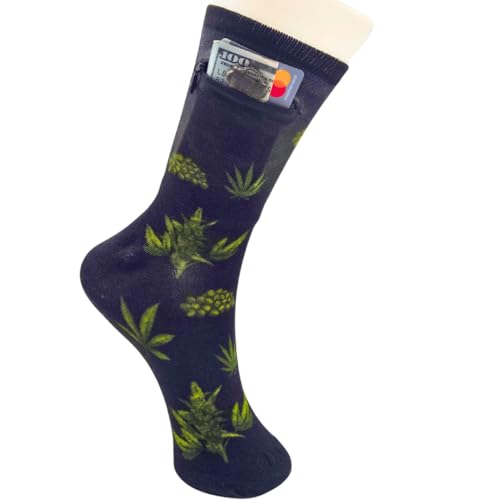Image of Zipper Sock Wallet - Cotton & Polyester Zipper Socks with Pockets - Fits shoe size 6-13