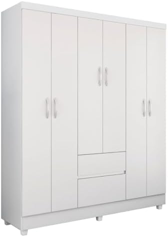 Guarda Roupas Casal 6 portas 2 Gavetas Flash Branco Demobile