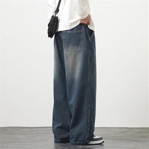 Men's Plus Size Baggy Jeans Cargo Streetwear Denim Pants Elastic Waist Straight Casual Wide Trousers3