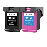 REwNXA Reemplazo Compatible Cartucho de Tinta 901xl para 901 para OfficeJet 4500 Series Impresoras J4500 J4540 J4550 J4580 J4640 J4680(1bk 1color)