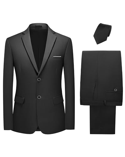 Men's 2-Piece Suit Classic Fit Black Tuxedo Suit for Wedding
