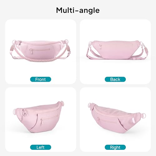Image of TOPEAST Fanny Pack for Women, Anti-Theft Travel Belt Bag Crossbody Sling Bag Purse with RFID Blocking, Small Fashion Bum Bag with Multiple Pockets for Hiking Walking Sport, Pink