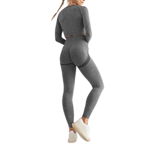 Tenue de fitness premium avec t-shirt de yoga manches longues et leggings de sport sculptant