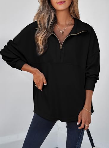 Image of SHEWIN Women Fall Sweatshirt Casual Half Zip Pullover Fall Top 2026 Clothes