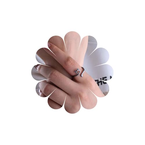 Inateannal Punk Anillo De Gato Para Las Mujeres Gato Negro Anillo Abierto Abierto Ajustable Envoltura Anillos Lindo Animal Gatos Dedo Anillos Joyería Para Las Mujeres