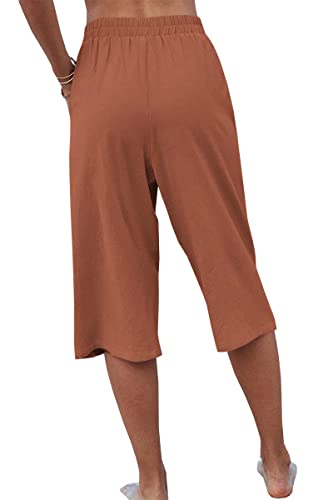 Image of Veatzaer Women's Elastic Waist 3 /4 Capri Harem Pants with Pockets Casual Loose Solid Yoga Trousers S-XXL