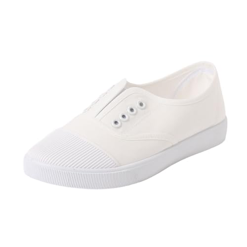 Zapatos Deportivos para Mujer Zapatos de Lona de Tela para Mujer Zapatillas Lona Zapatillas Tela Casuales Caminar náuticos Verano Bajos Mocasines (White, 39)