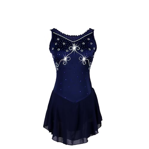Vestido de patinação artística feminino, feminino, feminino, vestido de patinação no gelo, sem manga