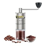 IBELL GRINDX6 Manual Coffee Grinder, Stainless Steel, 6 Adjustable Settings, Espresso, Drip Coffee, Whole Beans, Glass Jar, Ceramic Conical Burrs, Detachable Handle, (Silver)