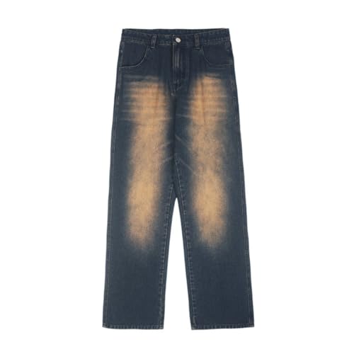 Jeans Pants Trousers Denim Spring and Autumn High Street Loose Men's Classic Retro Washed Wide Leg