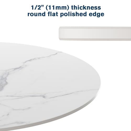 ZL ZELing Runde Tischplatte aus gesintertem Stein, 60 cm, Ersatztischplatte für drinnen und draußen, hitze- und kratzfest, wasserdicht, Keramik, DIY-Desktop, Terrasse, Balkon, Bistro, Café und