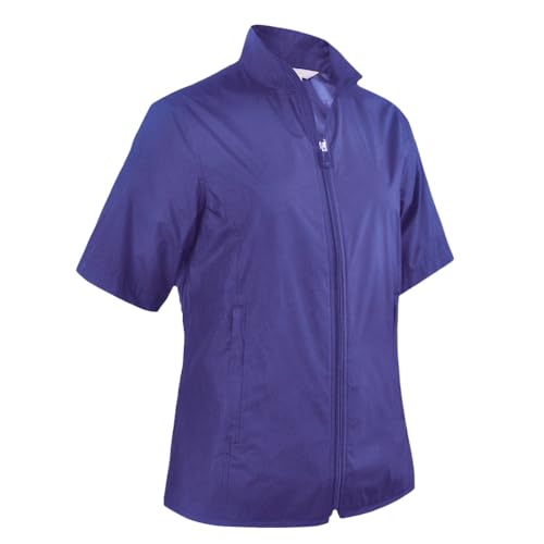 Monterey Club Women's Microfiber Water Repellent Shell Full Zip Wing Collar Without Lining Short Sleeve Windbreaker #4702