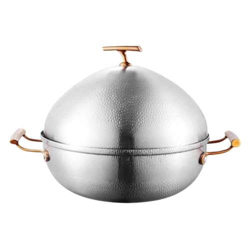 ZOCWJK Chinese Hot Pot 304 Stainless Steel Shabu Pot Hot Pot Old-Fashioned Soup Pot with Lid for Family Cookware Hot Pot (Silver-27cm