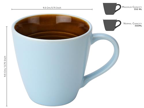 Image of Bodhi House Handcrafted Ceramic Coffee Mug Set of 1 Pieces (350 Ml), Stoneware Tea Cup, Microwave Safe Large Milk Mug, Glossy Finish, Ideal for Daily use, Casual Gatherings and Gifting, Arctic Blue