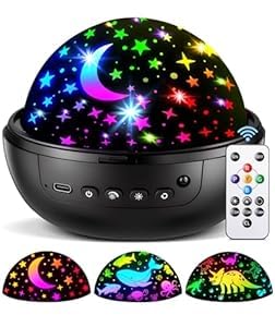 Star Projector Night Light for Kids, 93 Lighting Modes &amp; 3 Films (Stars &amp; Moon, Ocean, Dinosaur) - Dimmable Night Light with Remote, 1/2/4H Timer, 360° Rotation, USB, Gifts for Boys Girls Ages 2-6