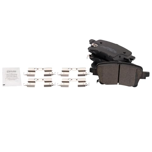 Image of TRQ Performance Rear Brake Pad and Rotor Set Ceramic Coated Drilled Slotted Rotors Compatible with 2020-2023 Jeep Gladiator 2021-2022 Wrangler