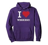 Me Encanta el Fin de Semana, me Encanta el Fin de Semana Sudadera con Capucha, Unisex para Adultos, Morado, L