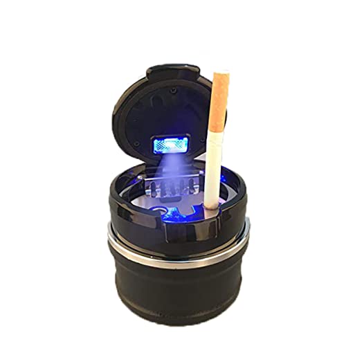 Car Ashtray Portable-Automotive Smell Proof With Lid And Led Light Trash Can Detachable Cigarette Smokeless Windproof For Outdoor Travel Home Office Ceramic Flame Retardant Car Accessories Easy Clean #TOP9