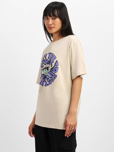 Image of JUNEBERRY Oversized Loose Baggy Fit Drop Shoulder Half Sleeves Pure Cotton Want The Truth Swan White & Viva Magenta Graphic Printed Cool Boyfriend T-Shirt for Women