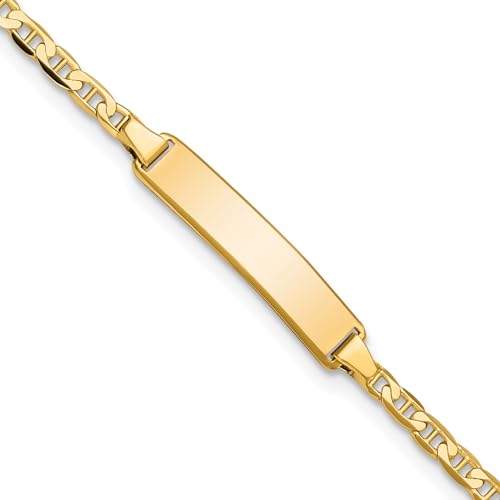 10K Solid Yellow Gold Anchor Mariner Link Name Bar Identification ID Bracelet2