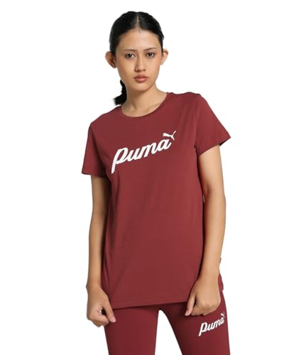PUMA ESS+ Script Tee, Unisex T-Shirts, Intense Red, 679315 S