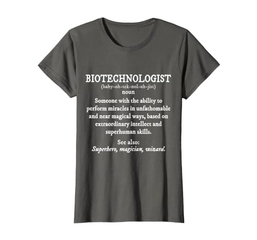 Biotechnologist Definition Shirt Funny T-Shirt, Women, Asphalt Grey, Small