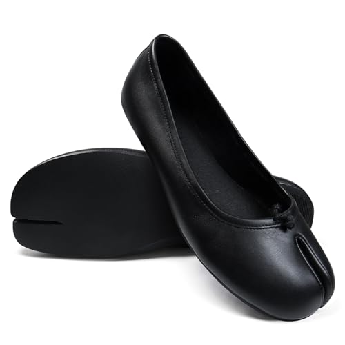 Image of VBDB Tabi Ballet Flats Shoes for Women Rounde Toe Wide Width Split Toe Low Heel Comfortable Flats Shoes