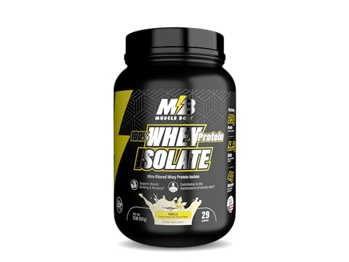 Muscle Bolt 100% Whey Protein Isolate Protein Powder Mix With BCAAs & Glutamine Vanilla Flavor 2lb