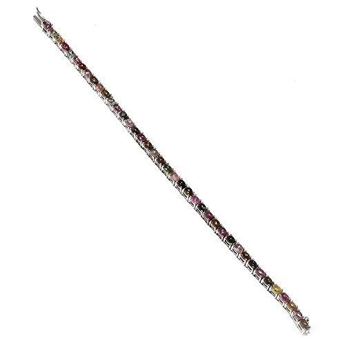 Bracelet tourmaline multicolore anti-ternissement en argent rhodié pour femme