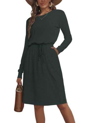 Image of Simier Fariry Womens Fall Winte Long Sleeve Knee Length Casual Dress with Pockets