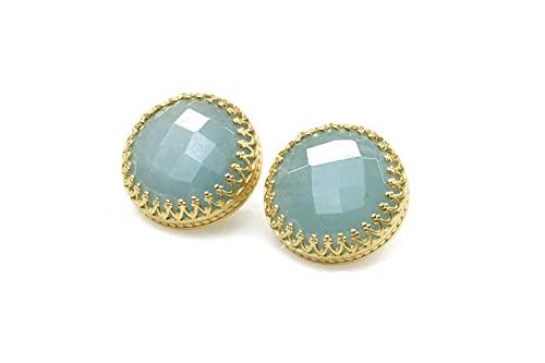 Boucles D'oreilles Aigue-Marine Or 14k Artisanales Pour Femme Personnalisable