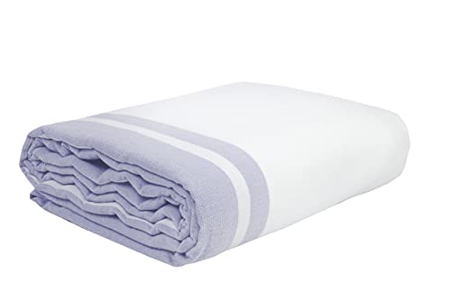 Linteum Textile Cotton Blended Hospital Patient Bath Blanket, Bed Bath Sheet, Twin Blanket Lightweight Sheet Blankets 70X90 In, 1.75 Lb. White With Ice Grey Stripes #TOP1