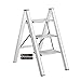 ilbcavne Przenośne drabiny do domu wielofunkcyjne, antypoślizgowa drabina, składany stołek z szerokim pedałem, lekki stop aluminium, maksymalne obciążenie 150 kg (rozmiar 3-krokowy, kolor: srebrny)