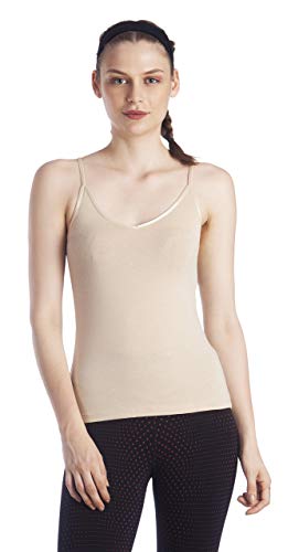 Image of Lavos Women's 2 Way Camisole V-Neck, Round Spaghetti Slip| Bamboo Cotton Anti Microbial 4-Way Stretchable