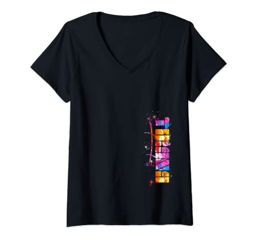Mujer Tirana de acuarela - Letras Tirana - Tirana Camiseta Cuello V