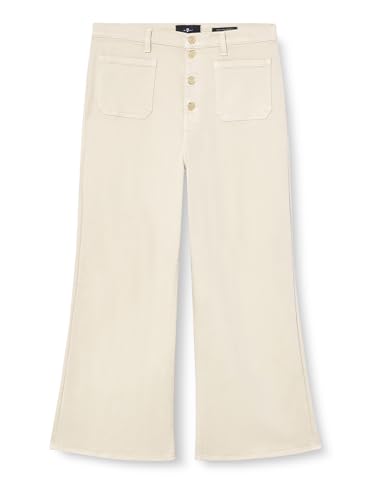 Pantalon 7 For All Mankind femme taille haute cropped jo creme a boutons apparents