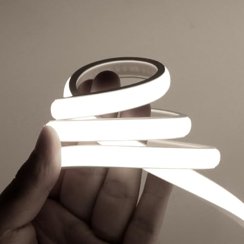 HEGEHE Ruban LED COB, Bande LED IP65 Etanche Bande Lumineuse 220V Super Lumineux 288 LEDS/M Flexible Bande lumière pour Escalier, Chambre, Noël, Fête, etc (Blanc, 1M)
