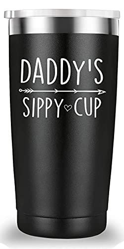Daddy s Sippy Cup Travel Mug Tumbler.Funny Father s Day Birthday Christmas Gifts for Men Papa New Dad Father Daddy from Son Daughter Wife(20 oz Black)
