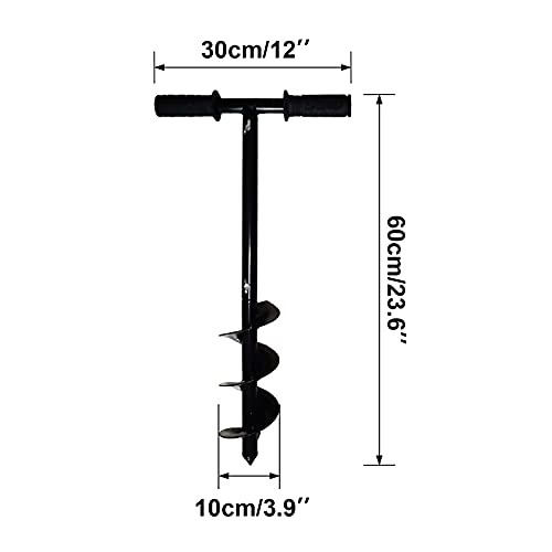 Homsky Hand Operated Auger Drill Bit for Planting, T Shaped 4"x24" Garden Auger Spiral Drill Bit, Bulb and Bedding Plant Augers, Manual Hole Auger Drill Digger Bit - Image 3